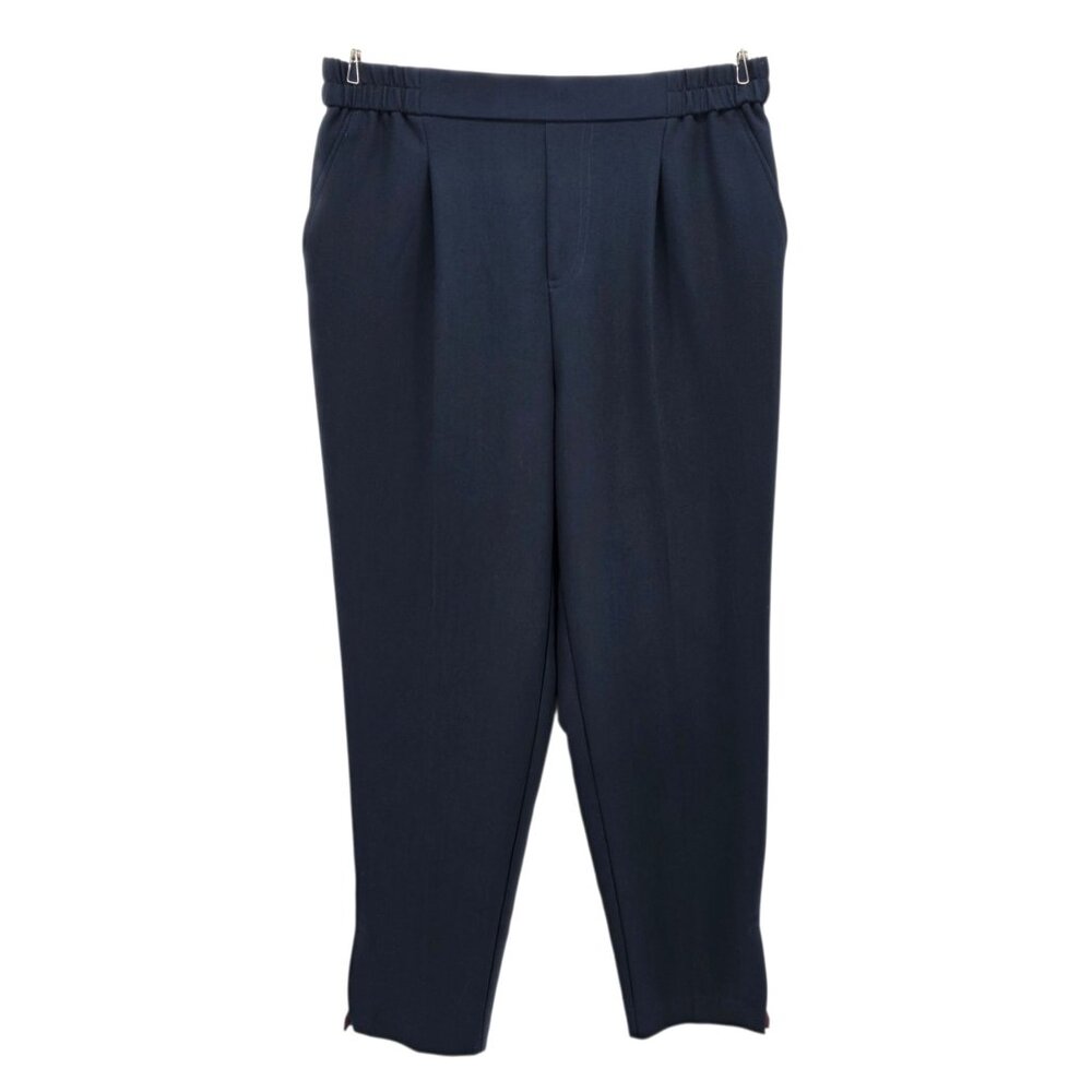 By Anthropologie Womens Medium Pants Tapered Navy Blue Pull On Ankle Dress Pants